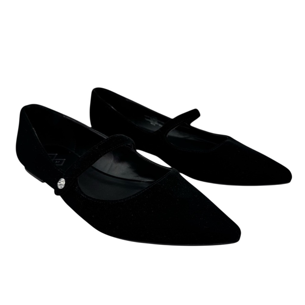 A+‎ Black Velvet Pointy Toe Mary Jane Flats 11